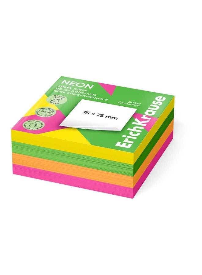 Neon Sticky Notes 75x75 mm - 400 Sheets 4 Colors